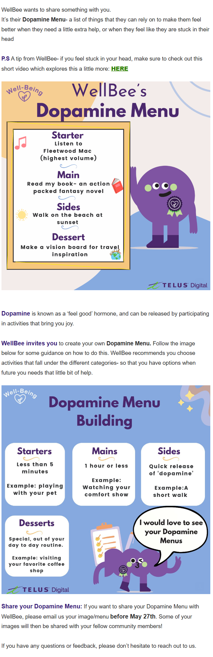 WellBee's Dopamine Menu